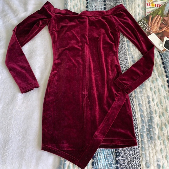 Cotton Candy La Dresses & Skirts - Cotton Candy Crushed Velvet Off The Shoulder Mini Dress-S